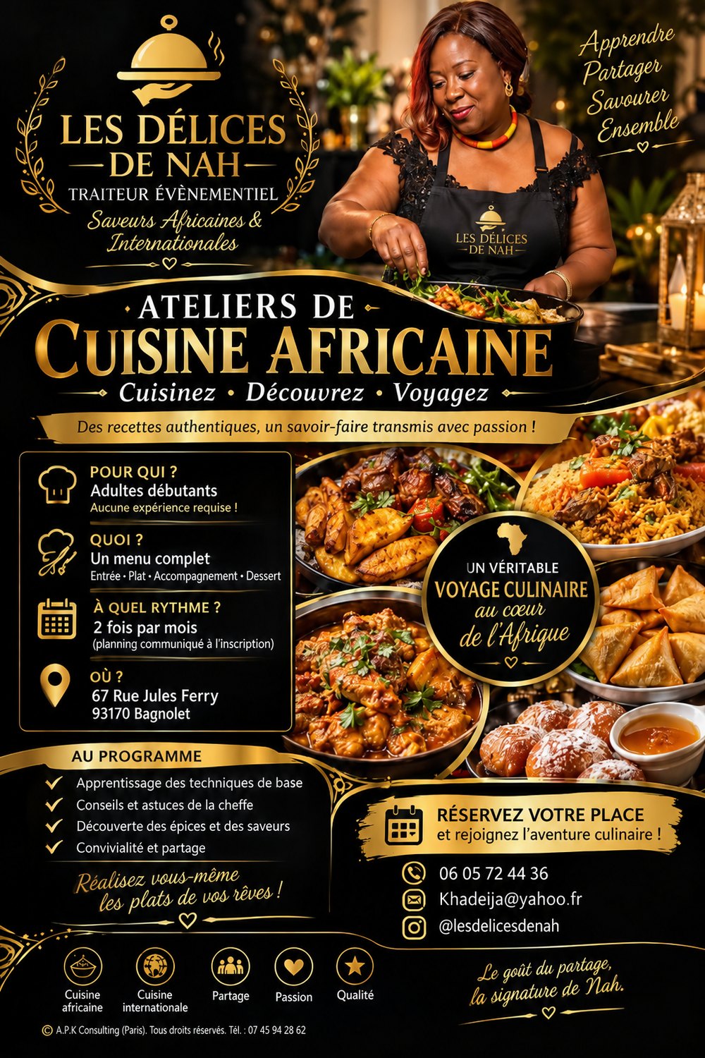 Nah dans sa cuisine pendant un atelier de cuisine africaine